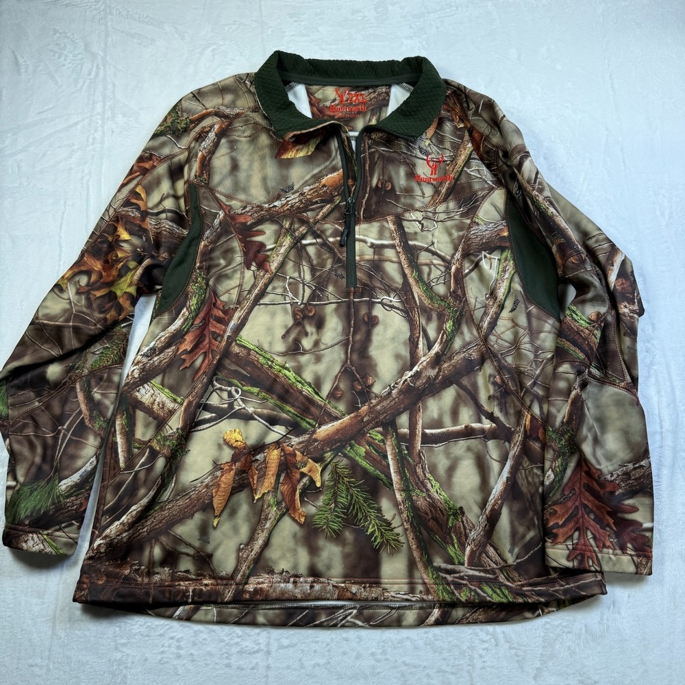 Huntworth Camo Mens 1/2 Zip Pullover Jacket Oak Tree‎ Sz XXL Hunting